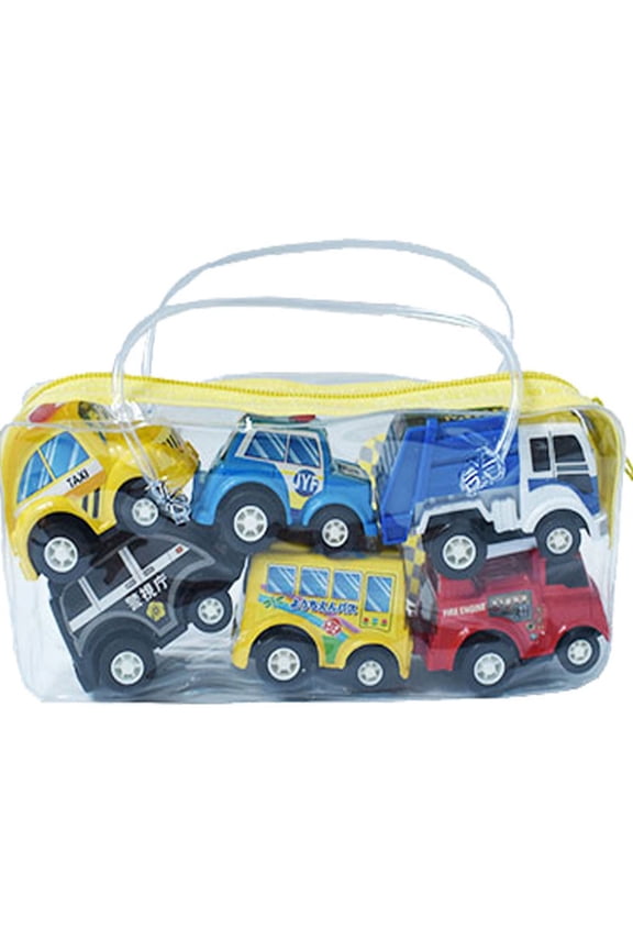 6Pcs/set Mini Toy Cars Pull Back Car Play Set Cartoon Vehicle Trucks Baby Toddlers Kids Boys Party Birthday Christmas Toys