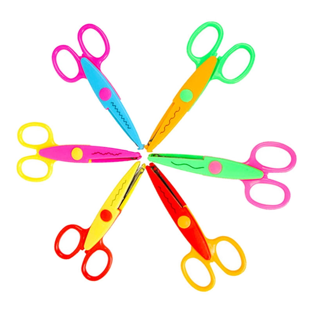 6pcs Plastic Safe Paper Edging Scissors Craft Scissor Handicraft