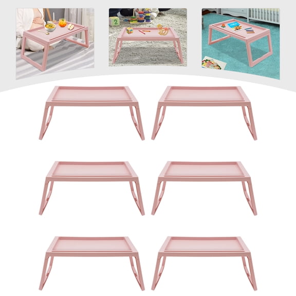 6pcs Portable Laptop Notebook Table Stand Lap Tray Sofa Bed Computer Desk Foldable Pink