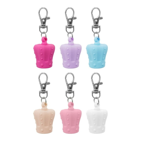 6pcs Portable Lip Gloss Keychain with Metal Rings Silicone Beauty Helper
