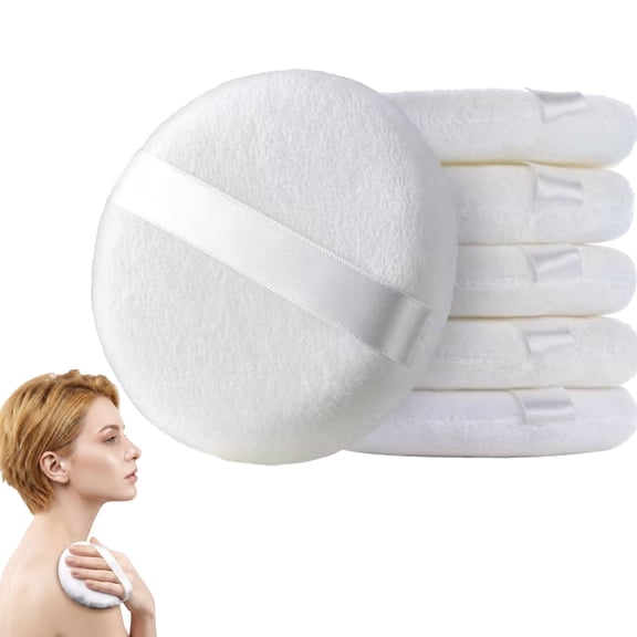 6pcs Powder Puff 4.13 Inch lrage Powder Puff,Powder puffs for Body Powder,Large Round Velour Powder Puff Loose Powder Puff, Body Powder Puff White