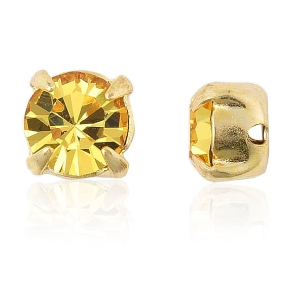 6pcs Preciosa MAXIMA in Sew-On Cup Czech 719 37 085 Chaton(Round) Golden 10020 Light Topaz SS29(6.15~6.35mm)
