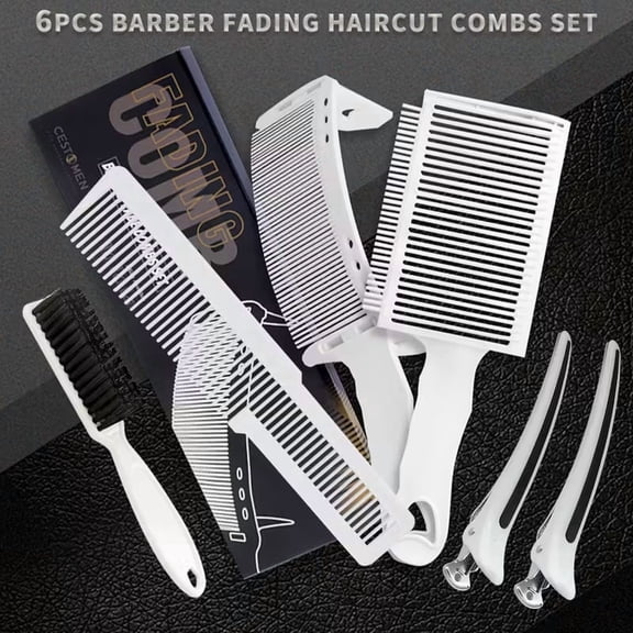 6pcs Professional Barber Fade Comb Set - Heat-Resistant Combs for Flawless Men's Haircuts