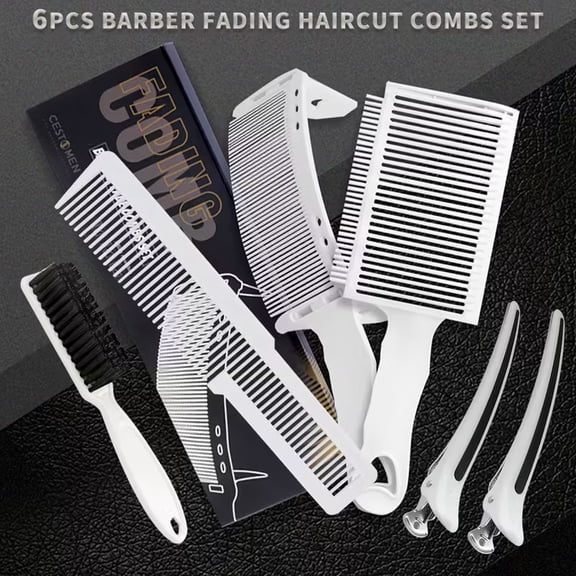 6pcs Professional Barber Fade Comb Set - Heat-Resistant Combs for Men's Haircuts and Trimming