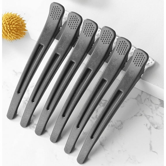 6pcs Professional Hair Clips for Styling Sectioning, Non Slip No-Trace Duck Billed Hair Clips with Silicone Band, Salon and Home Hair Cutting Clips for Hairdresser, Women
