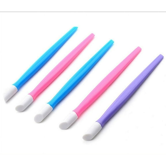 6pcs Professional Plastic Handle Hard Rubber Tipped Nail Art Tool Cuticle Pusher Cleaner(Random Color)