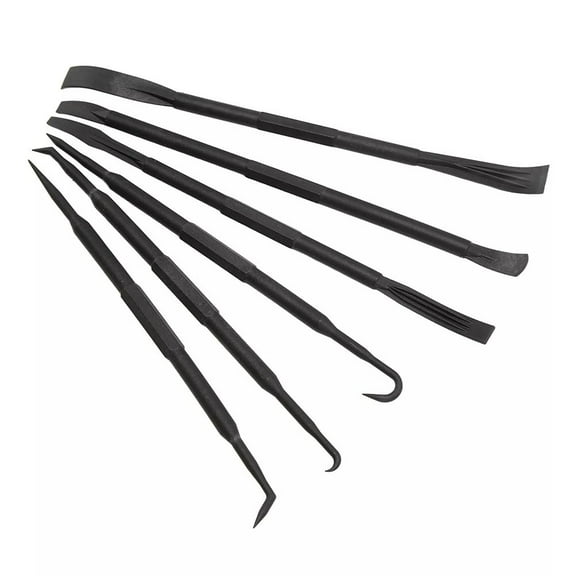 6pcs Prying Bar Hook Set for Double Ended ABS Plastic Black For Removing O Ring