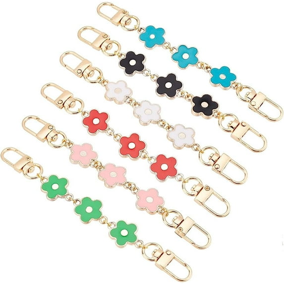 6pcs Purse Extender 14.8cm 5.8 Inch Bag Strap Extender Plastic Enamel Flower Chain with Alloy Swivel Clasps Short Handbag Chain Straps Replacement for Crossbody Purse Light Gold 6 Colors