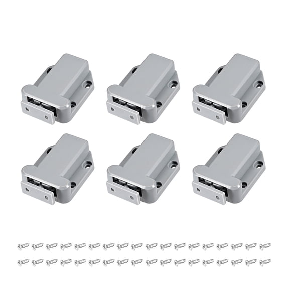 6pcs Push Open Latch Rebound Self-Locking Door Touch Catch Lock for Bedroom Cabinet Cupboard Drawer Gray