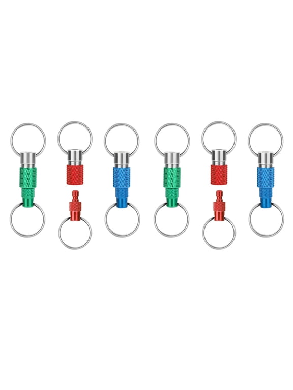 6pcs Quick Release Detachable Keychain, Double Rings Pull Apart Keychain, Spring Split Snap Seperate Keychain