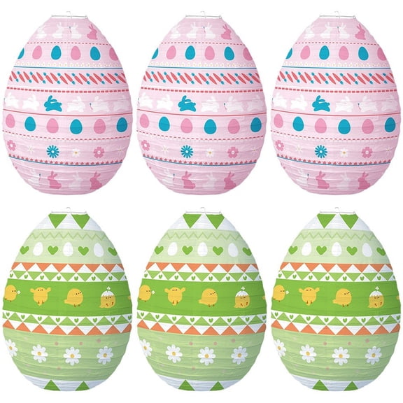 6pcs Rabbit Egg Paper Lantern Easter Lantern Colorful Egg Paper Lanterns Easter Egg Chandelier Lamp Cover Party Decoration for Home