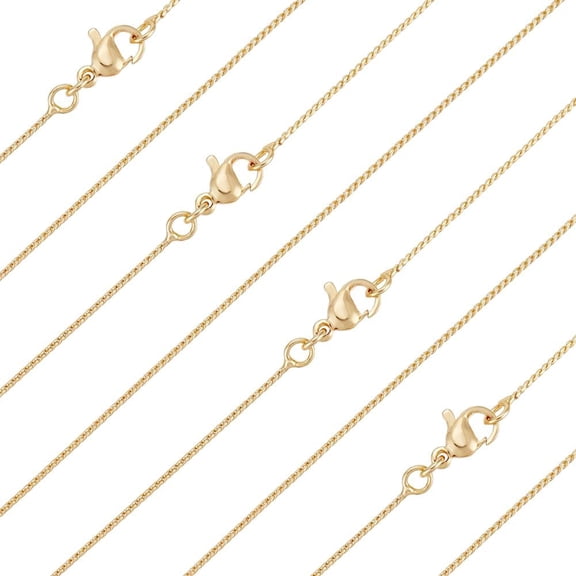 6pcs Rack Plating Brass Serpentine Chain Necklaces for Women Cadmium Free & Lead Free Long-Lasting Plated Real 18K golden Plated 17.72 inch(45cm)