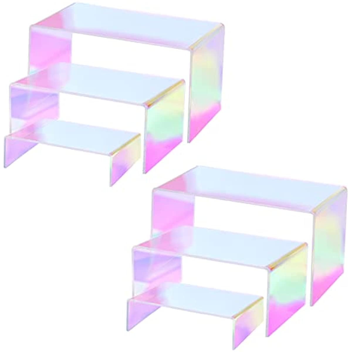 6pcs Rainbow Display Risers 3 Sizes Acrylic Product Stand Shelf