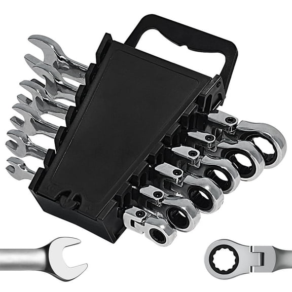 BERSERKER 6pc Ratchet Wrench Set, 180 Flexible Head Metric, Mirror Chrome Plated, Square Drive Quick Ratchet, Home Auto Repair Hardware Tools