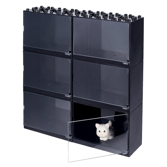 6pcs Rectangle Acrylic Minifigures Display Case Dustproof Dolls Storage box for Models Action Figures Black 10.2x5.6x7cm