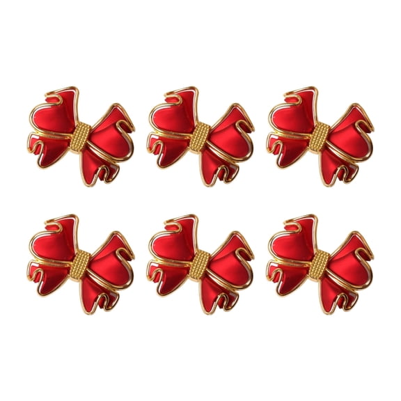 6pcs Red-Bow Napkin Rings Simple Napkins Buckle Romantic Table Decoration