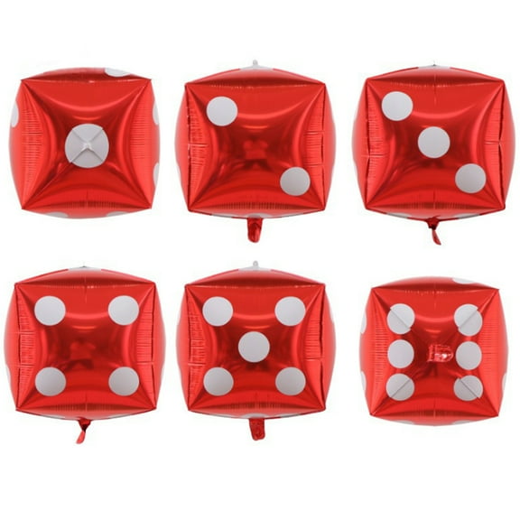 6pcs Red Dice Balloons,12 Inch Cube Foil Balloons,Casino Party Decorations,Inflatable Dice 4D Aluminum Mylar Balloon for Game Night Las Vegas Birthday Graduation Prom Party Supply