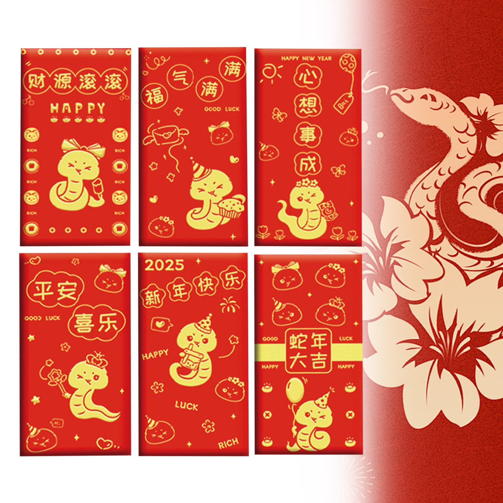 6pcs Red Envelopes Chinese New Year Envelopes For 2025 New Year 6