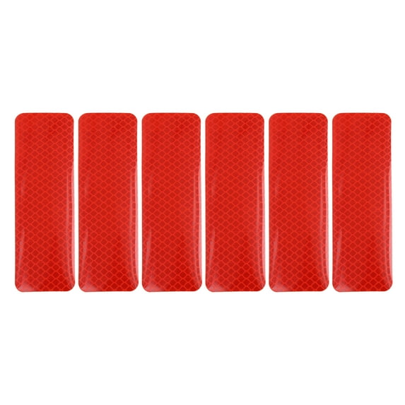 6pcs Red Rear Bumper Reflector Reflective Sticker Warning Tape 12 x 4cm for Car Auto