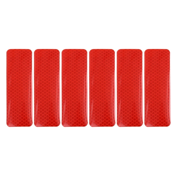 6pcs Red Rear Bumper Reflector Reflective Sticker Warning Tape 12 x 4cm for Car Auto