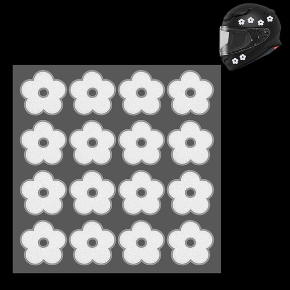 6pcs Reflective Stickers White Flower Reflective Decal Self Adhesive Motorcycle Helmet Stickers Waterproof Vinyl Sticker