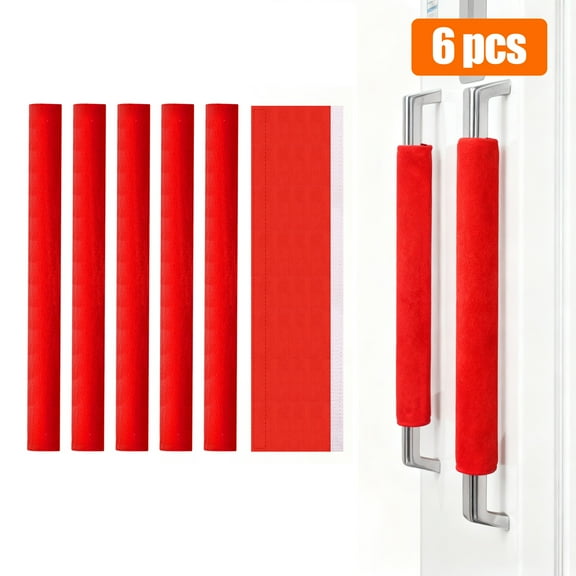 6pcs Refrigerator Door Handle Covers, EEEKit Christmas Kitchen Red Decors, Freezer Microwave Oven Dishwasher Handle Protector, Red