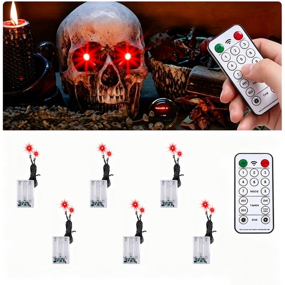 6pcs Remote LED Light Box Kit, Battery Operated Mini Independent Light Modules with Wireless Timer Remote, DIY Crafts Lighting Accessories for Halloween Home Holiday Decor, Red