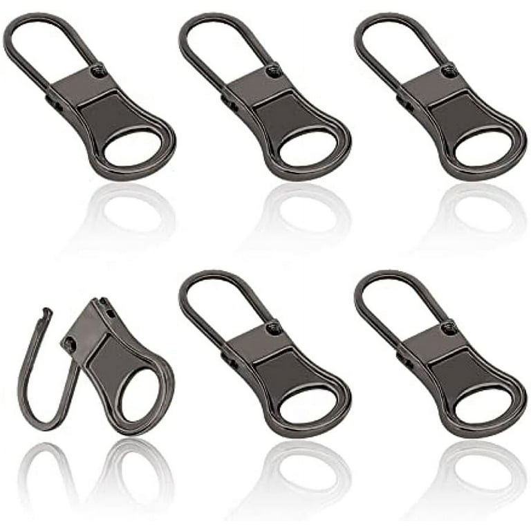 6pcs Replacement Zipper Pull, Detachable Zipper Pull Tabs Metal Zipper Pull  Cord Extender Zipper Pull Repair Kit for Jackets Jeans Boots Backpacks  Suitcases Purses (Dark Gray) 