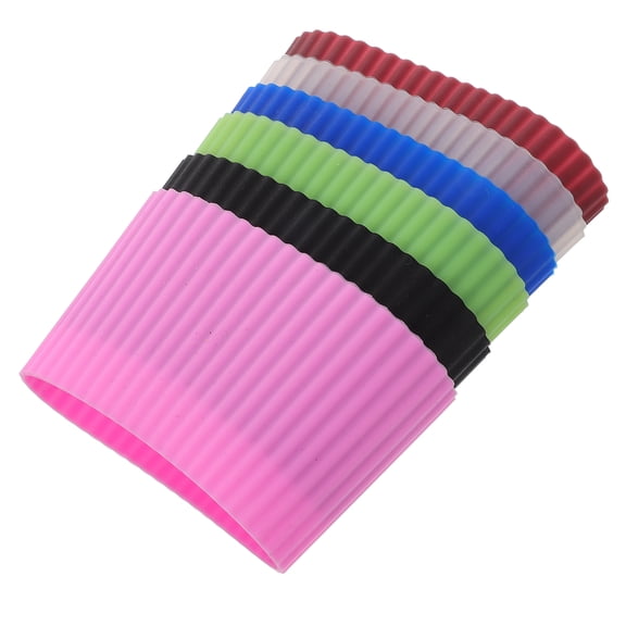 6pcs Reusable Coffee Cup Silicone Sleeves Heat Resistant Protective Nonslip Cover for Coffee Mug Glasses