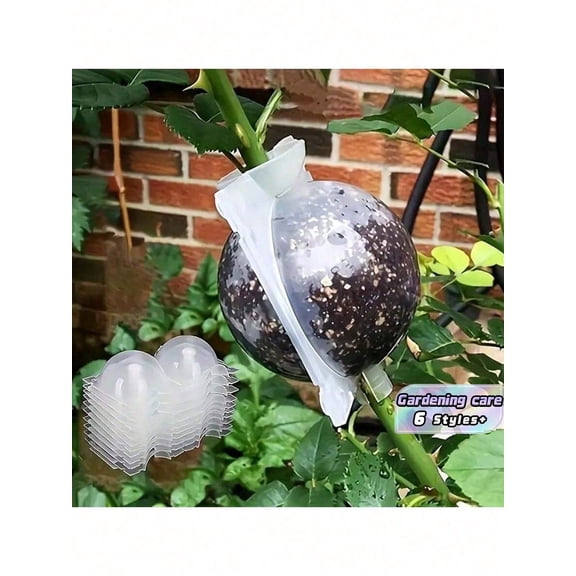 6pcs Reusable Plant Rooting Device Air Layering Pods Plant Rooting Grow Box High Pressure Propagation Ball Grafting Device Botany Root Controller Garden Plant Rooter Box Black White 2inch