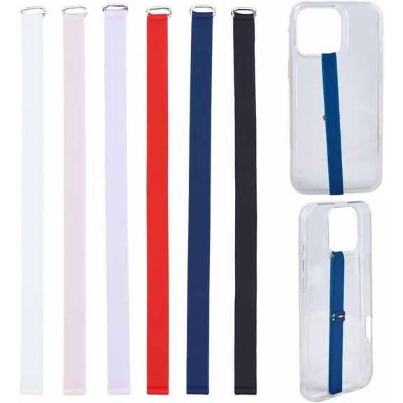 6pcs Reusable Silicone Phone Strap Grip Holder Elastic Universal Cellphones Hand Loops Grip Detachable Non-Slip Finger Holder Multi-color