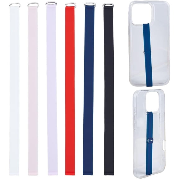 6pcs Reusable Silicone Phone Strap Grip Holder Elastic Universal Cellphones Hand Loops Grip Detachable Non-Slip Finger Holder Multi-color