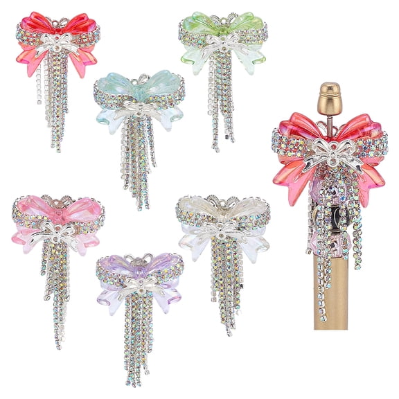 6pcs Rhinestone Bows Beads