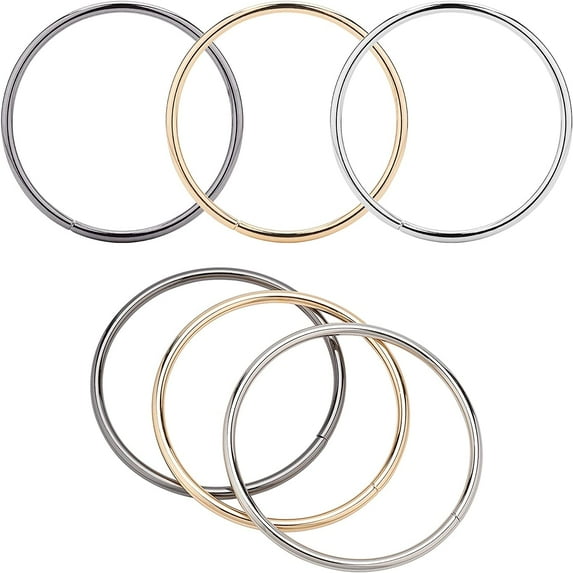 6pcs Ring Purse Handles Replacement - 4.4 Inch Handbag Handle Supplies for Crocheted Bag Making 3 Colors Colorful