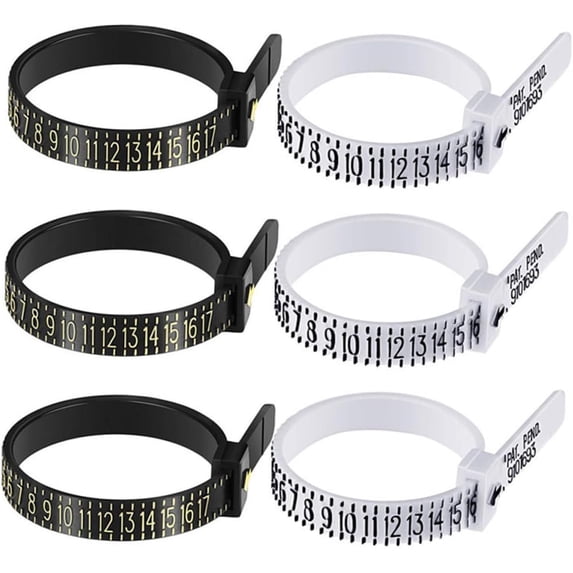6pcs Ring Sizer Mandrel Ring Finger Sizer Finger Measuring Rings Ring Sizer Tool Jewelry Measurement Finger Size Measurement Ring Sizer Gauge Measuring Instrument White