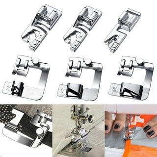 4Pcs Universal Sewing Rolled Hemmer Foot, 3mm-10mm Wide Narrow Rolled Hem  Sewing Machine Presser Foot Kit, Seam Guide for Sewing Machine Tables