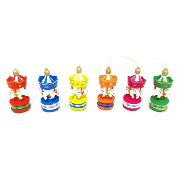 6pcs Rotating Carousel Horse Toy for Children Christmas Gift Home Table Decoration