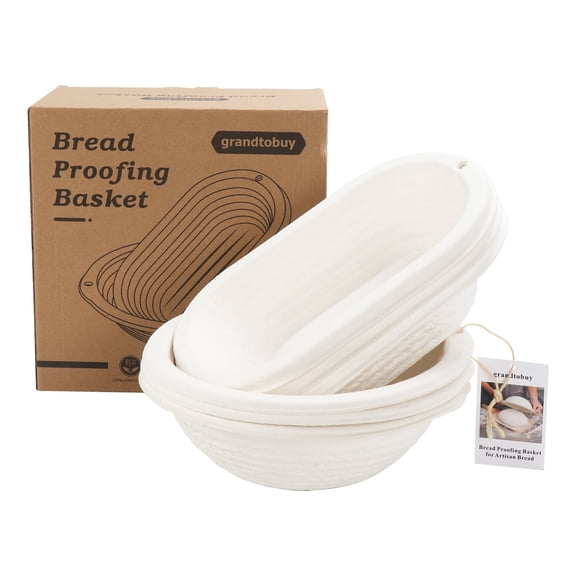 Round and Oval Sourdough Banneton Bread Proofing Basket 6-Pack with 30 Liners