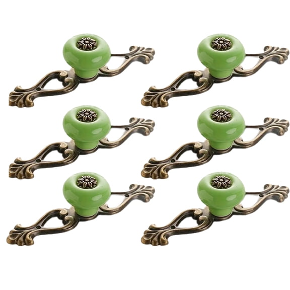 6pcs Round ceramic Dresser Drawer Cabinet Knobs Vintage Door Handle Ceramics Furniture Pulls for Kitchen Wardrobe Cupboard Room Decorative