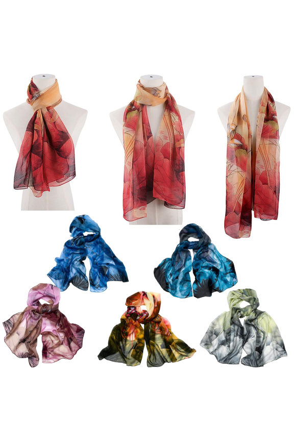 6pcs Scarves for Women Lightweight Floral Print Pattern Scarf for Women Dressy Long Thin Scarf Shawl