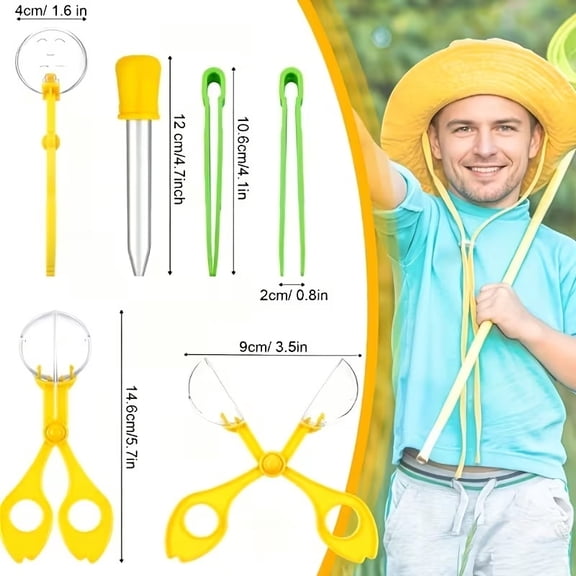 6pcs Science Exploration Set - Color-Coded Motor Skills Tools for Kids - Includes 2 Shovels, 2 Tweezers, and 2 Insect Traps for STEM Education and Outdoor Play