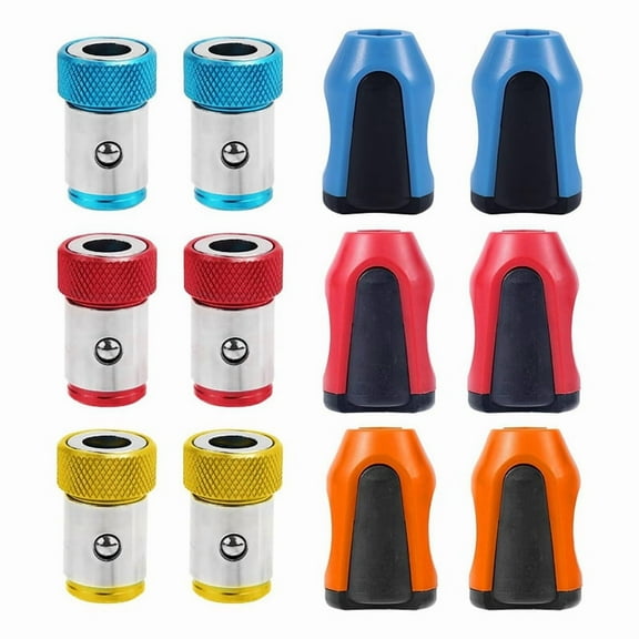 6pcs Screw Ring Holder Set with 6pcs Magnetizer, Magnetic Screwdriver Ring for 1/4 Inch Hex Screwdriver & Power Bits,6 x screwdriver head magnetic rings 6 x magnetizers,As Shown