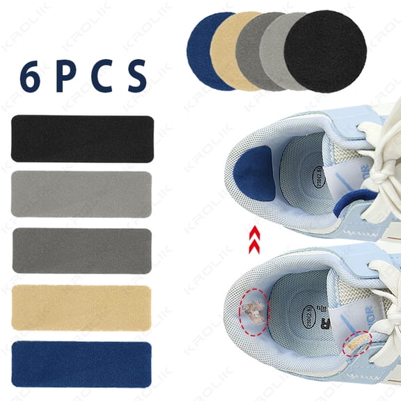 6pcs Self-adhesive Patches Sports Shoes Repair Stickers Flannel Heel Protector Anti-Wear Repair Holes Insoles Foot Care Inserts