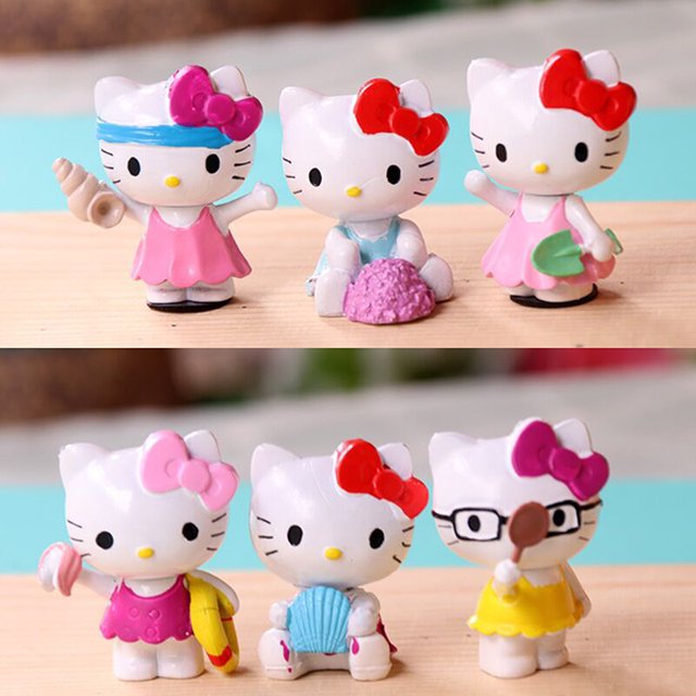 6pcs/Set Anime Sanrio Hello Kitty Action Figure Toys Cute Kuromi