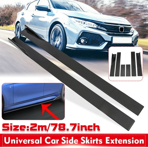6pcs Set Car Universal Side Skirts Extension 78.7Inch/2m Splitters Body Kit Rocker Extension Panel Splitter Lip, Black