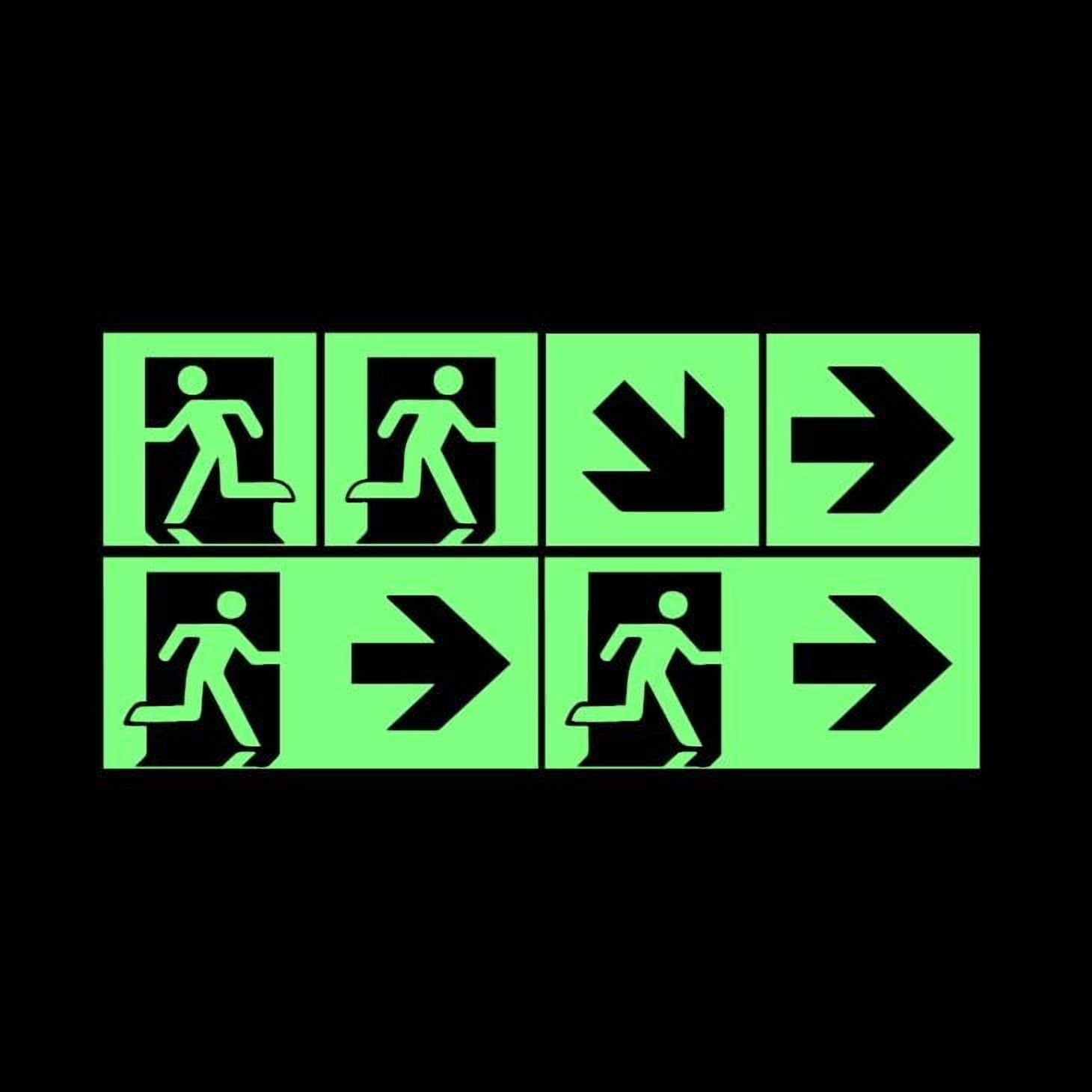 Window Exit Sticker 6pcs Set of Exit Sign Stickman Vinyl Decal Sticker Luminescent Neon ...