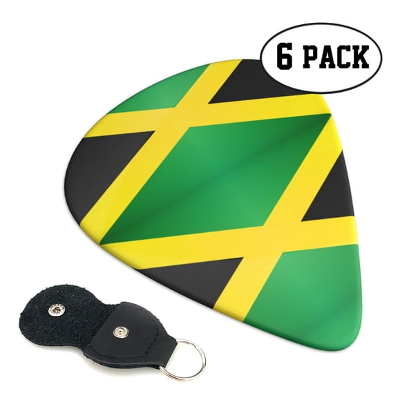 6pcs Set Jamaica Flag Pattern Guitar Picks Plectrums for Bass Electric Guitar Acoustic Guitar Lovers Guitarists