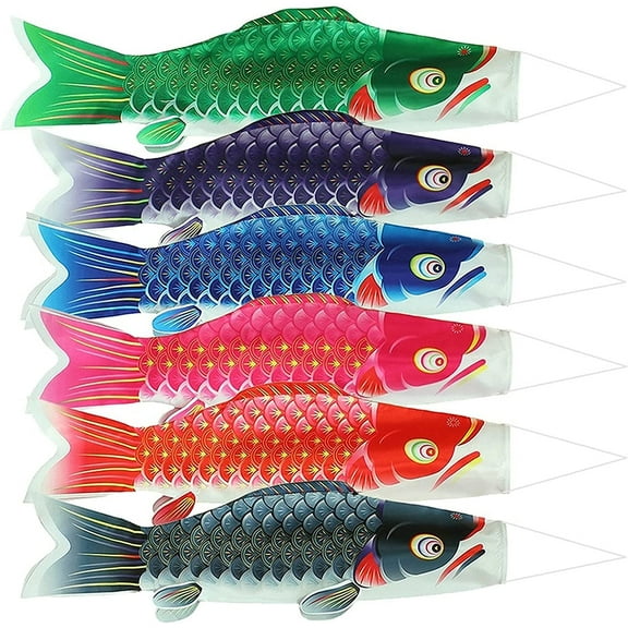 6pcs/Set Japanese Carp Streamer Koinobori Windsock Wind Koi Fish Flag Sailfish Kite 70x18cm Home Outdoor Hanging Decoration for Sushi Bar Izakaya Celebrate Children's Day Boys' Festival in Japan