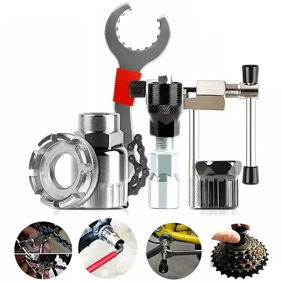 6pcs/Set MTB Bike Maintenance Tools Multifunctional Cycling Repair Tools Kit Convenient Bicycle Chain Breaker Road Bike Cassette Removal Road Mountain Bike Tool Set