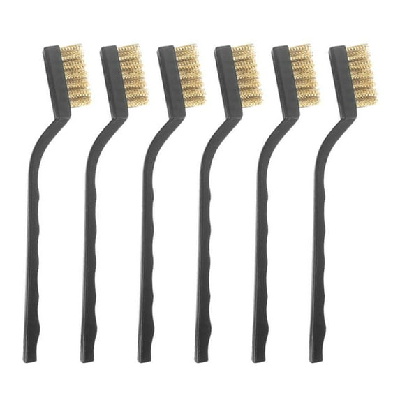 6pcs/Set Mini Metal Rust Removal Cleaning Brush Tool Toothbrush Type Wire Brush for Cleaning with Curved Handle Grip Bristle Brush for Cleaning